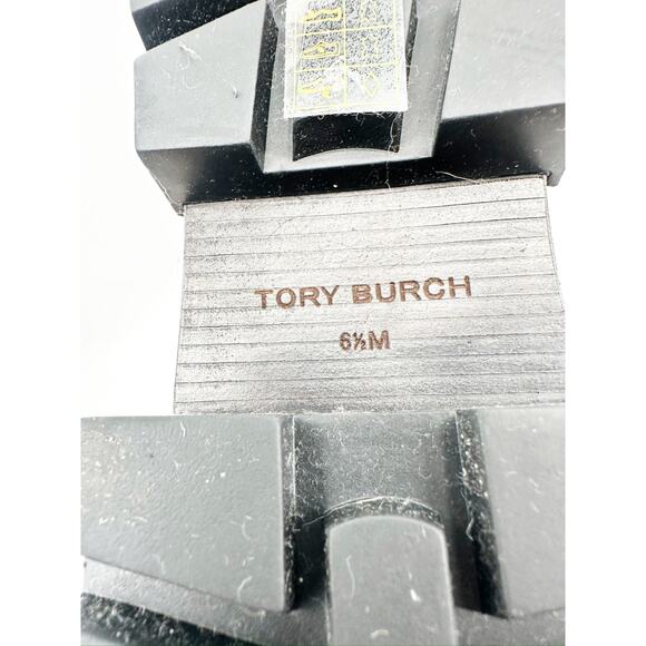 Tory Burch Miller Lug Sole Hiker Lace Up Black Leather Combat Boots Size 6.5M - Picture 7 of 7